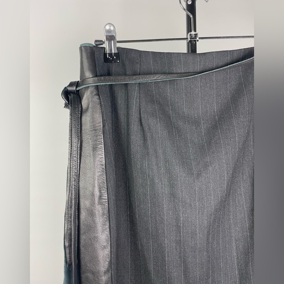 Revolve Sold Design Lab Black Lamb Leather & Wool Long Wrap Skirt - Picture 8 of 9